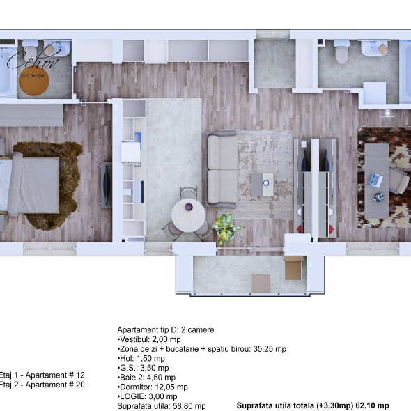 etaj1 - apt12 - etaj2 - apt20 Tip D_2 - Photo